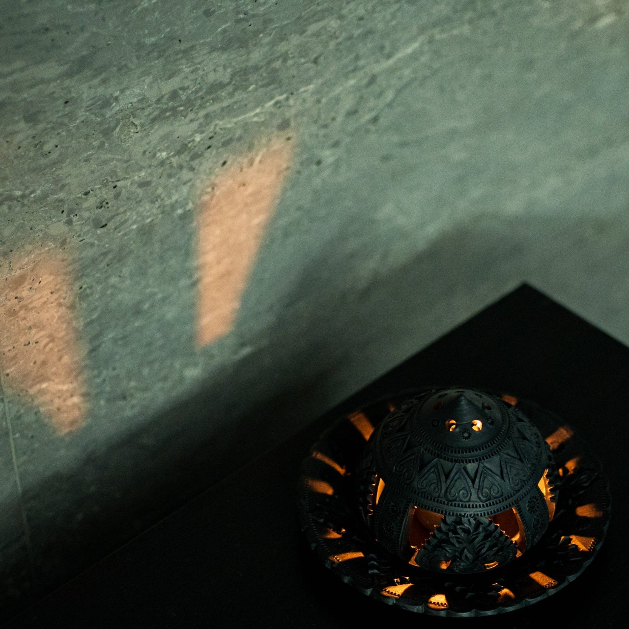 Handcrafted Black Tealight Holder with Plate - Willow Tree DecorCB264