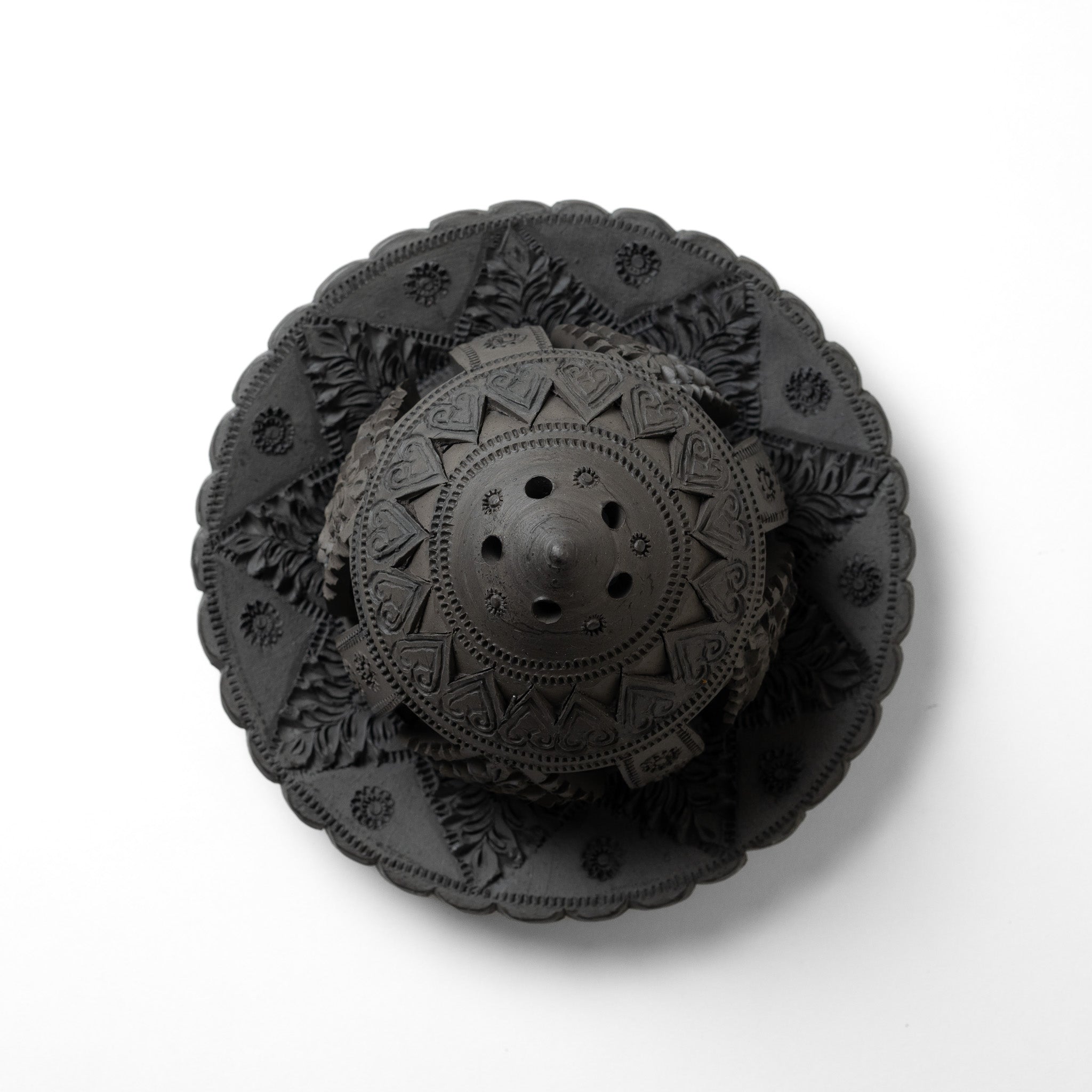 Handmade Black Tealight Burner with Plate - Willow Tree DecorCB232