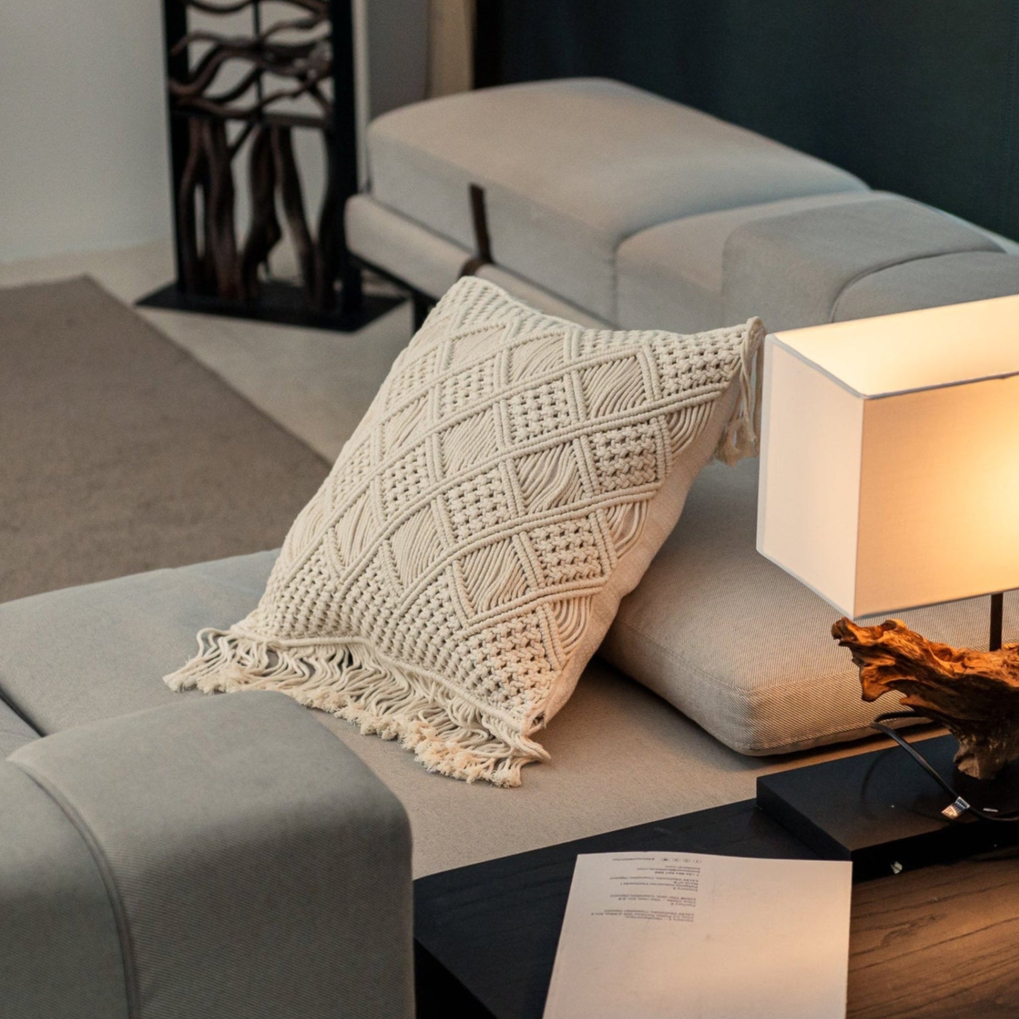 Macrame Cushion Cover (45x45cm) - Willow Tree DecorSF207