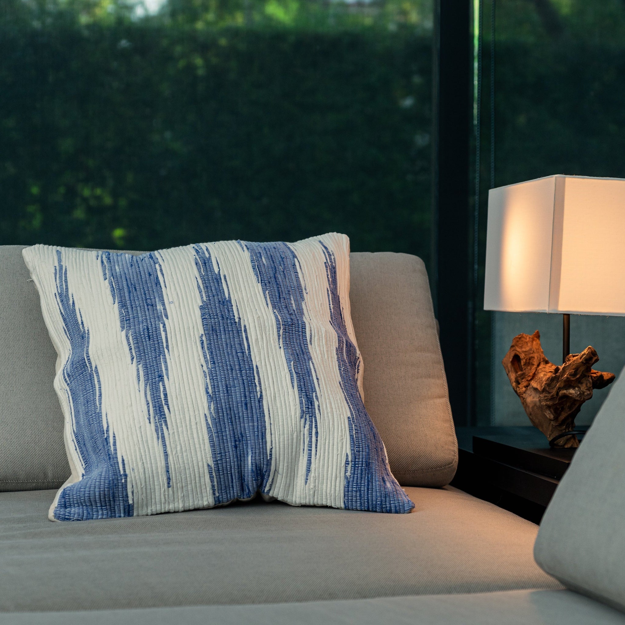 Hand - Woven Blue Wash Cushion Cover (45x45cm) - Willow Tree DecorSF152