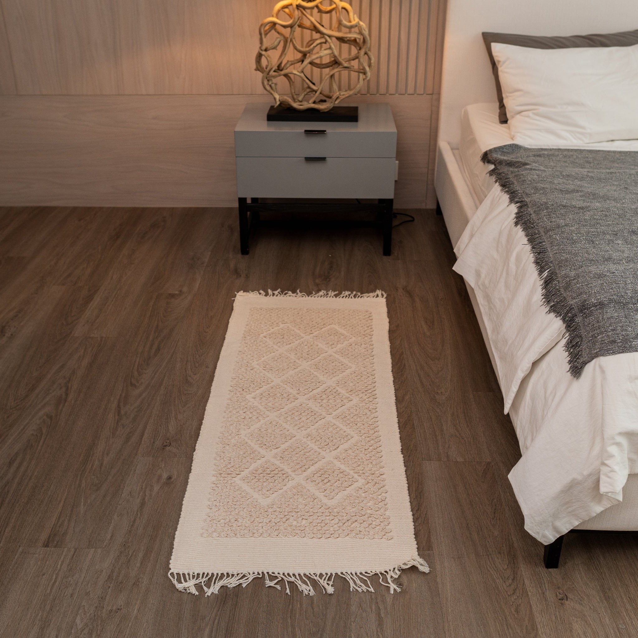 Hand - woven Neutral Hall Rug (52x130cm) - Willow Tree DecorSF150