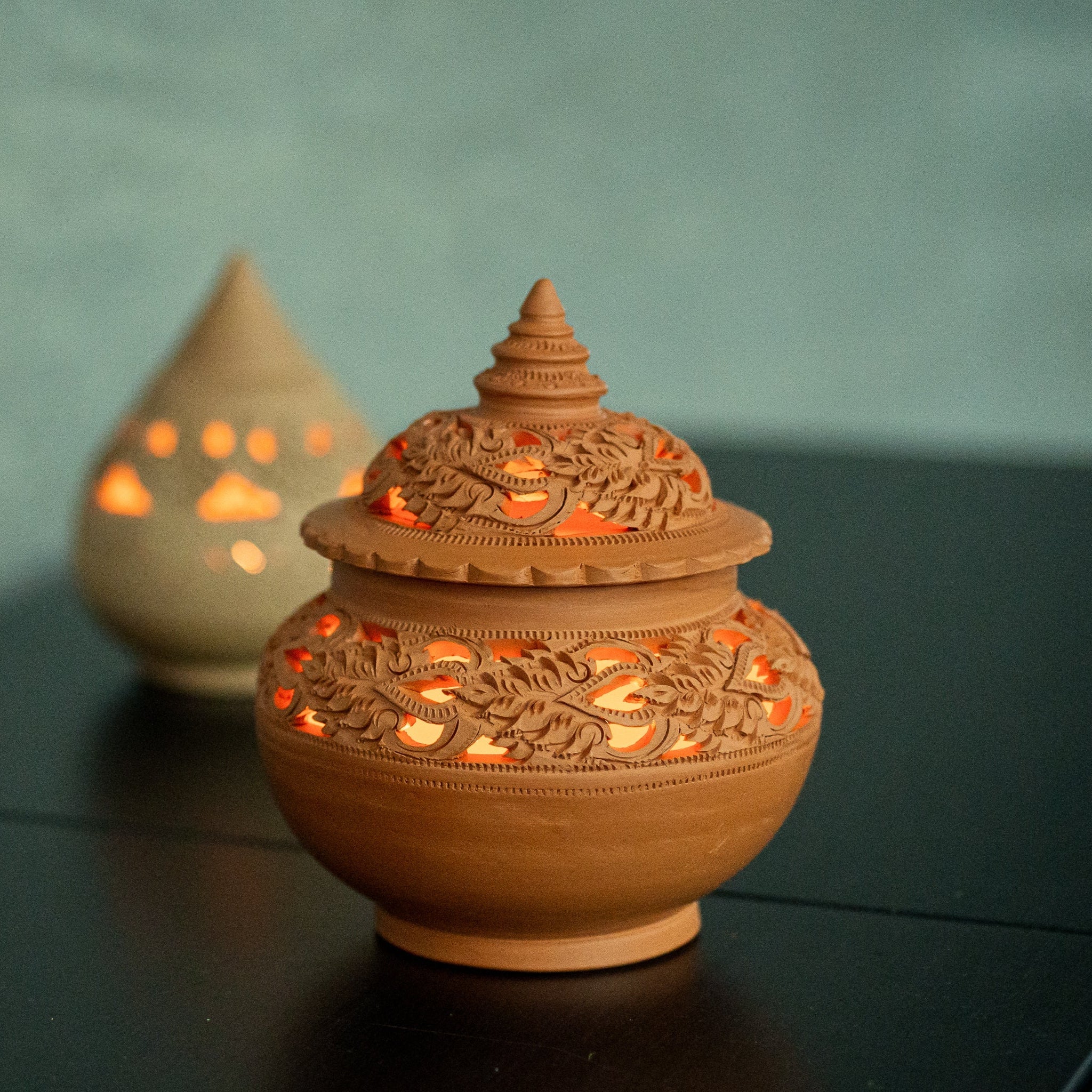 Burnt Orange Tealight Holder - Willow Tree DecorCB265