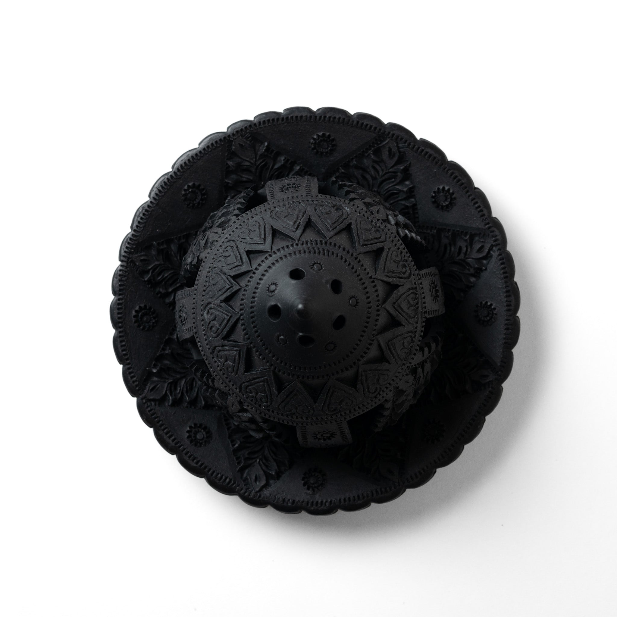 Handcrafted Black Tealight Holder with Plate - Willow Tree DecorCB264