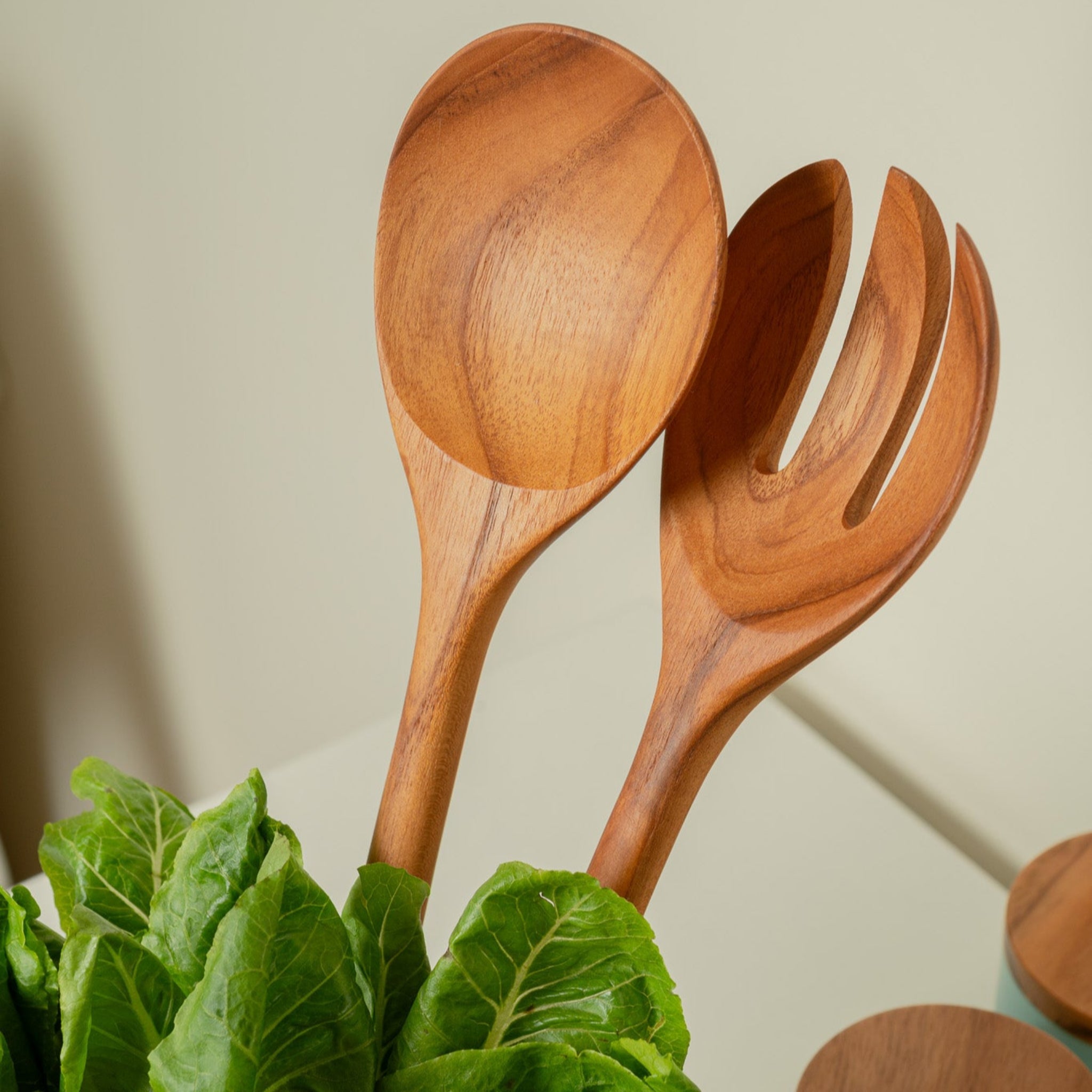 Teakwood Essential Utensil Set (inc. Flip Tongs) - Willow Tree DecorKD270