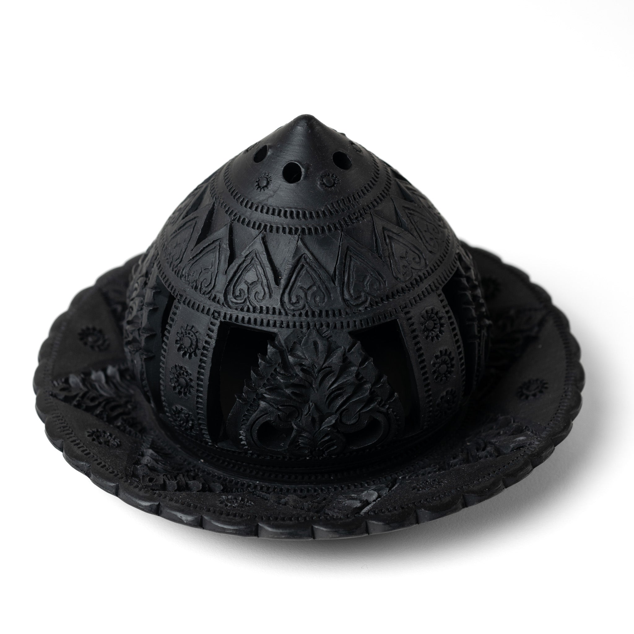 Handcrafted Black Tealight Holder with Plate - Willow Tree DecorCB264