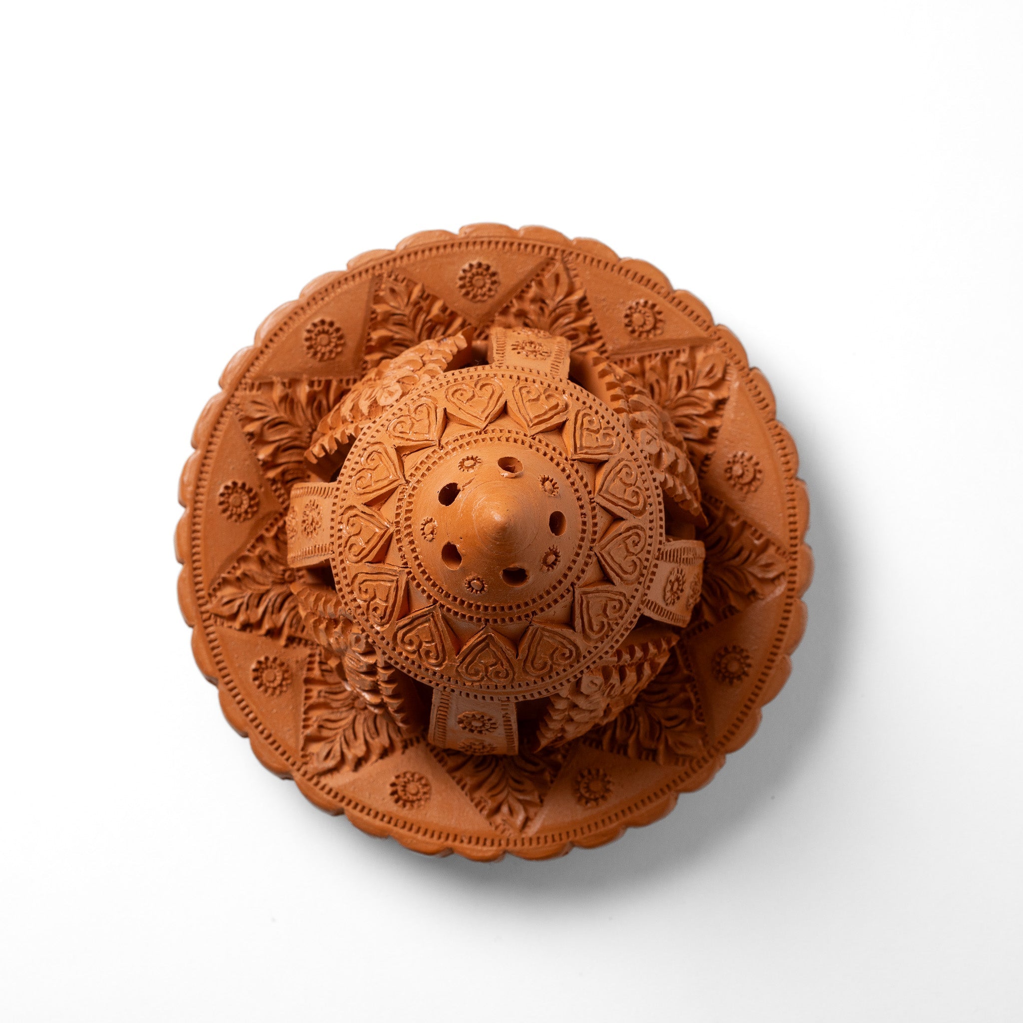 Handcrafted Terracotta Tealight Holder with Plate - Willow Tree DecorCB263