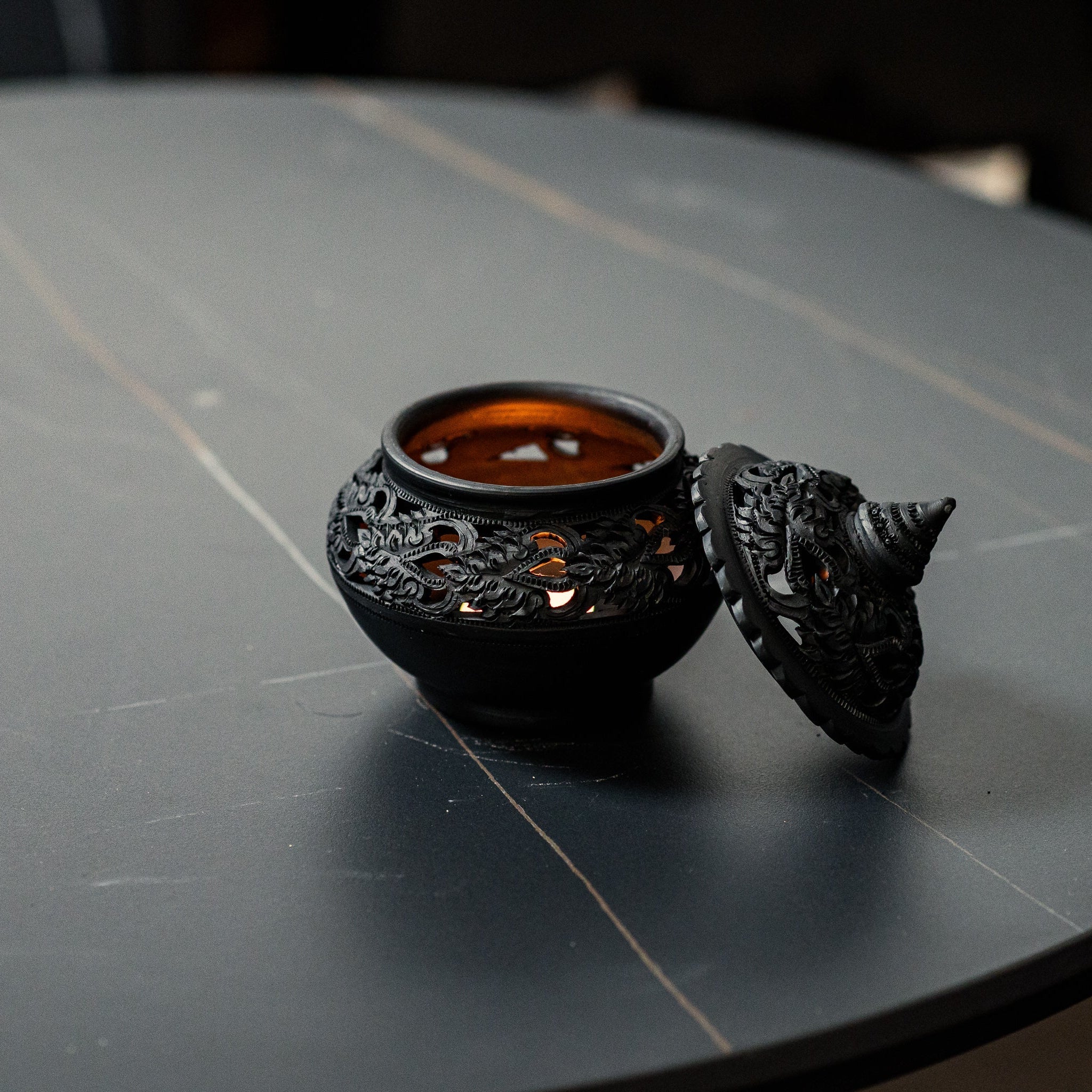 Midnight Black Tealight Holder - Willow Tree DecorCB267