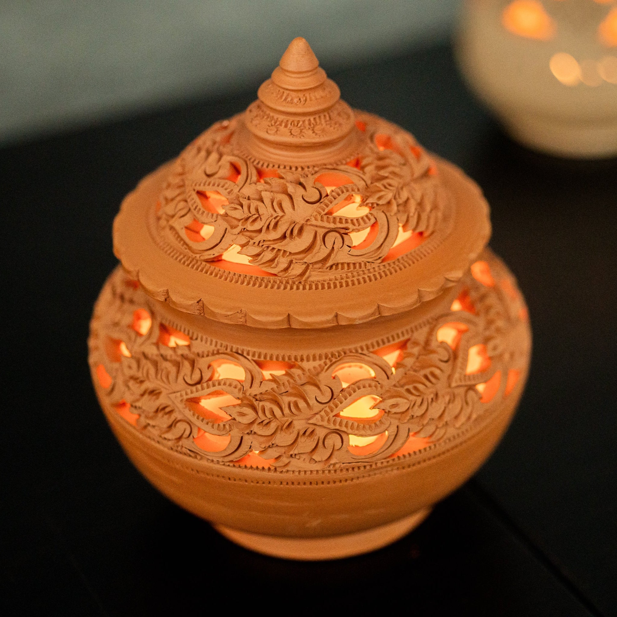 Burnt Orange Tealight Holder - Willow Tree DecorCB265