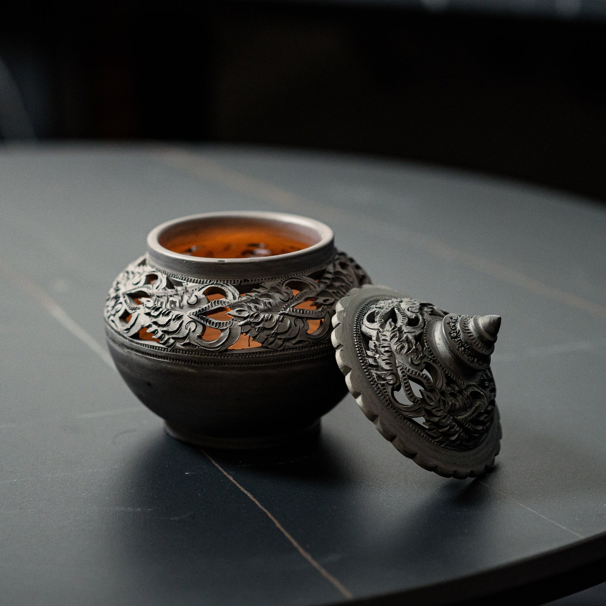 Charcoal Grey Tealight Holder - Willow Tree DecorCB266